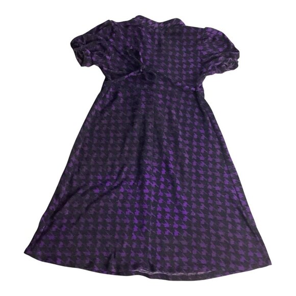 Speechless Girls A-Line Dress Purple Black Houndstooth Ruffled Collar Size 8 - Picture 2 of 15